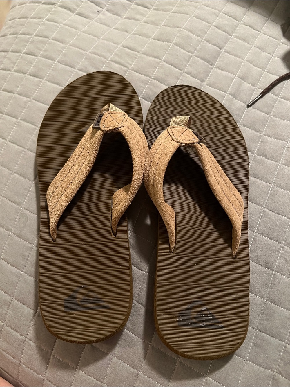 Quiksilver Brown Footbed with Tan Suede Strap Flip Flops